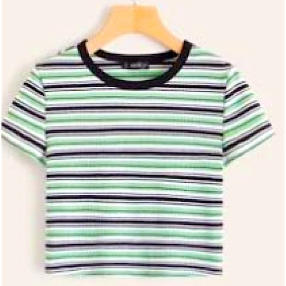 Stripped Ribbed cropped tee